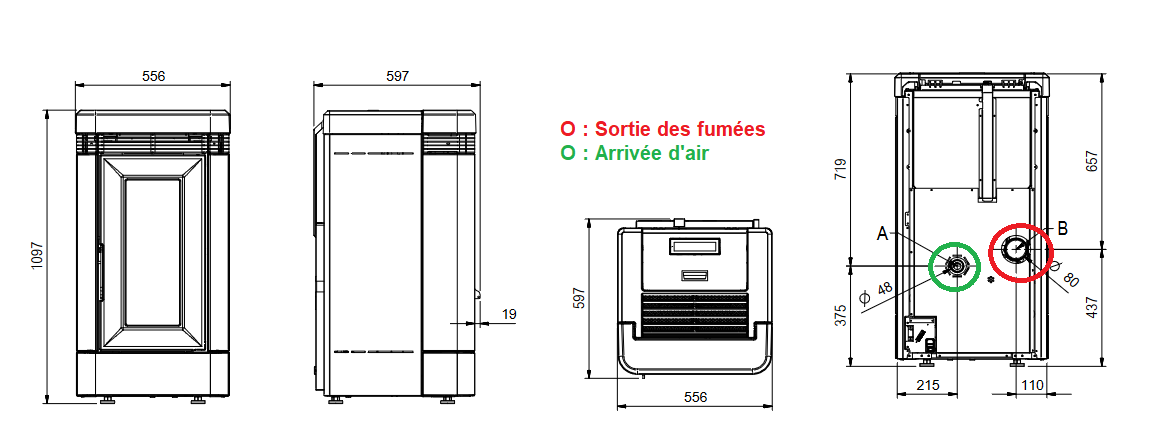 Poêle à granules en céramique - EXTRAFLAME Lucia.16 13 kW