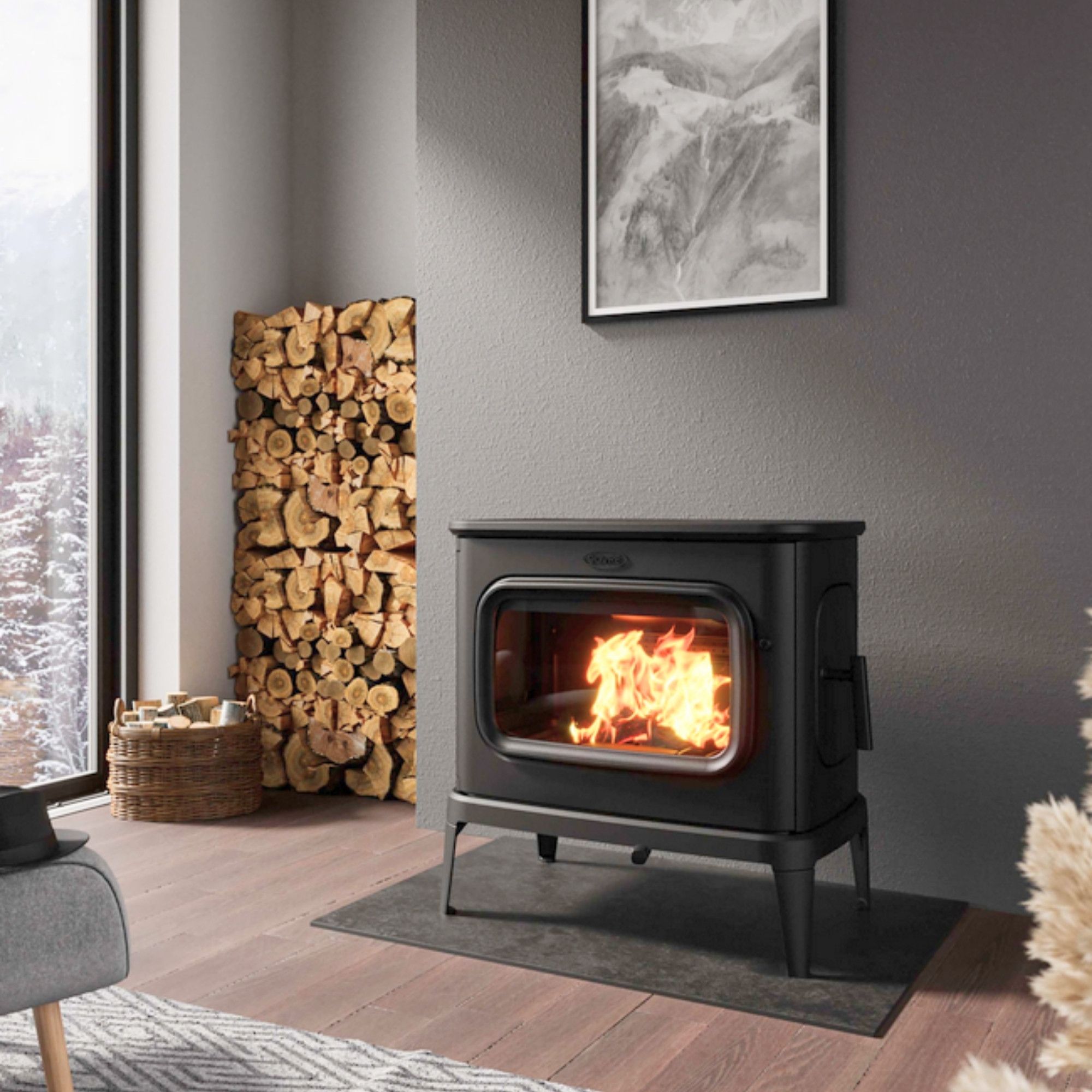 Poêle à bois en fonte raccordable - DOVRE Saga 301 10.5 kW