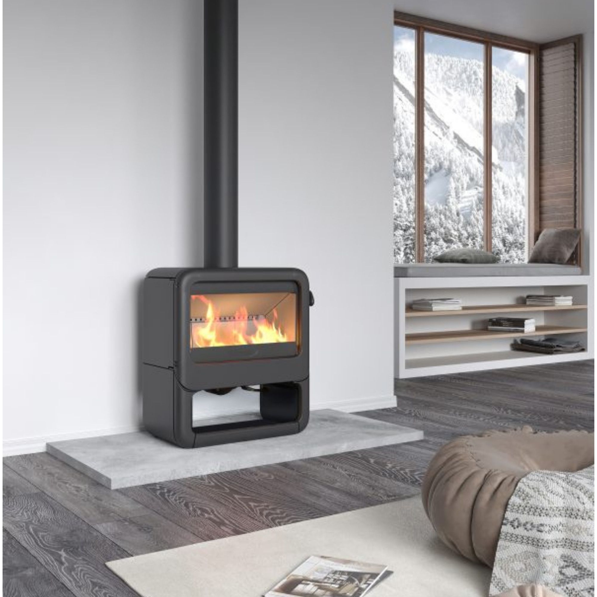 Poêle à bois en fonte raccordable - DOVRE Rock 350WB 7kW