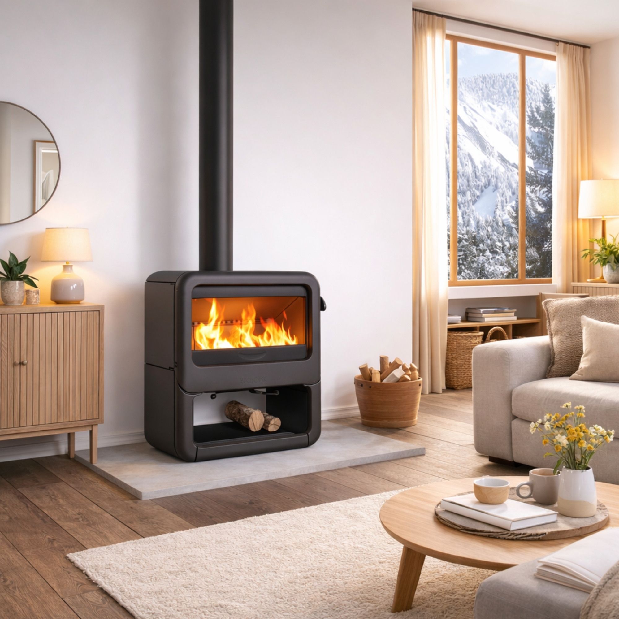 Poêle à bois en fonte raccordable - DOVRE Rock 350WB 7kW