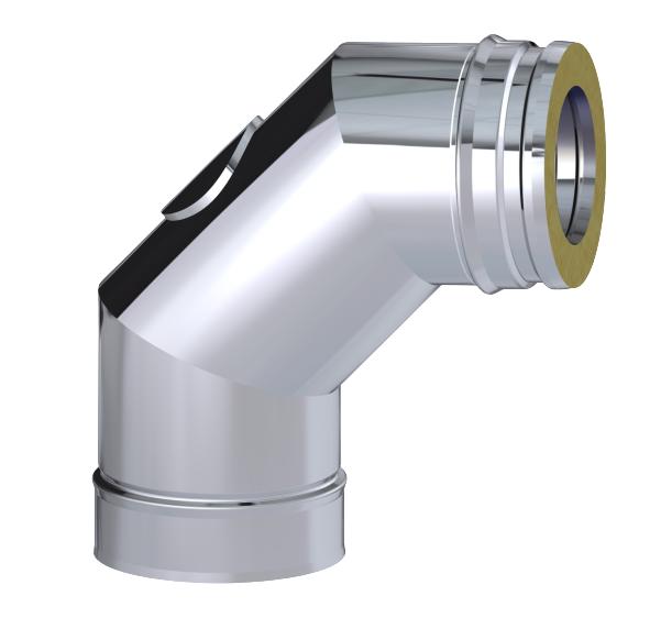 Coude 87° avec inspection paroi isolé Ø100mm - DW 316L/304