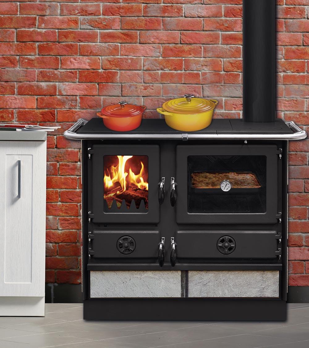 Thermo cuisinière à bois - INTERSTOVES Magnum Hydro SD pierre 14 kW
