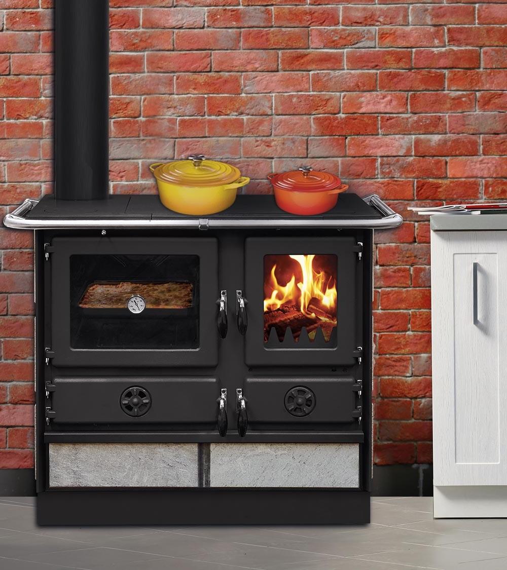 Thermo cuisinière à bois - INTERSTOVES Magnum Hydro SG pierre 14 kW