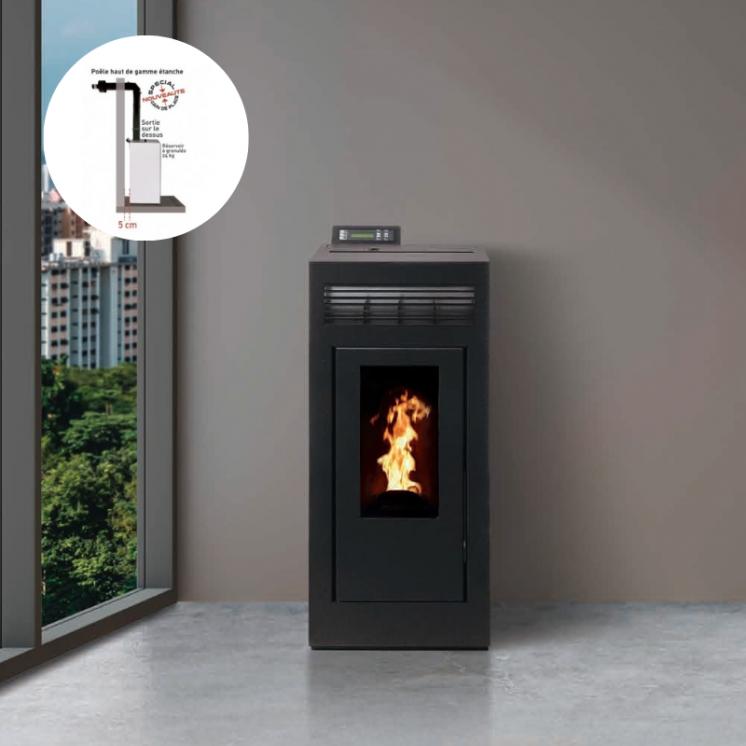 PACK : Poêle à granules étanche + Kit ventouse - INTERSTOVES Marina Concentrique 13 kW