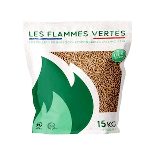 Granulés de Bois Flammes Vertes - 3 palettes - 195 sacs 2925kg