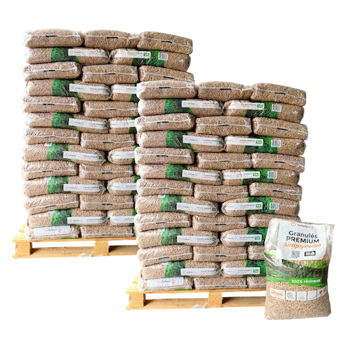 Granulés de bois Premium SimplyPELLET - 2 palettes - 130 sacs 1950 kg
