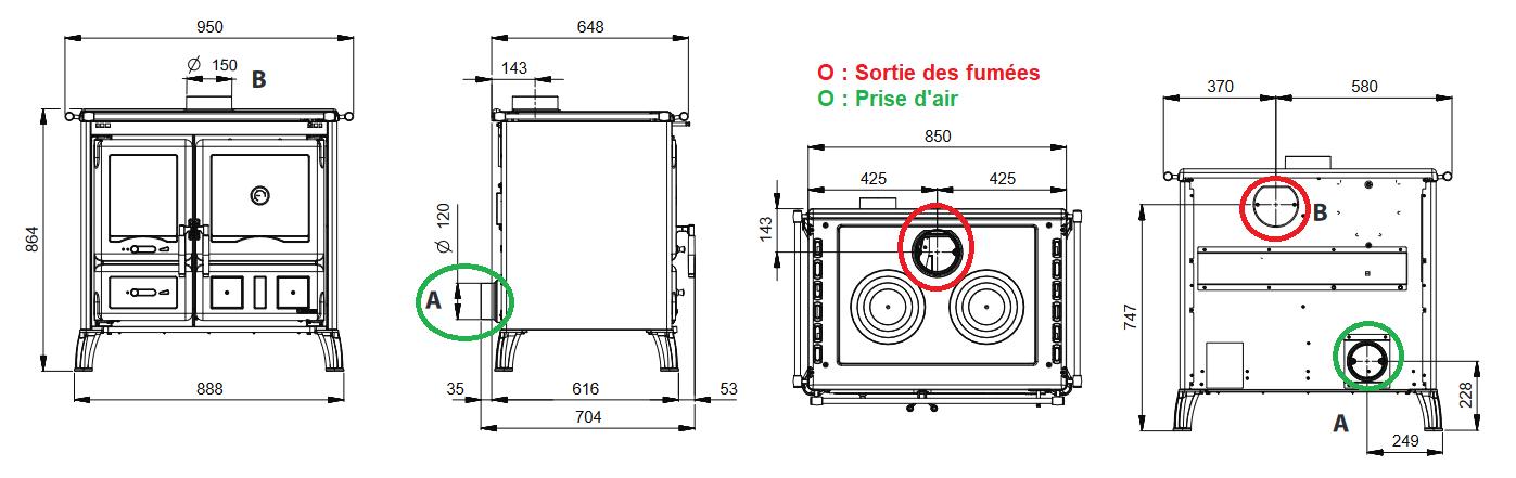 Cuisinière à bois - LA NORDICA Gardenia .16 Steel 9.5 kW