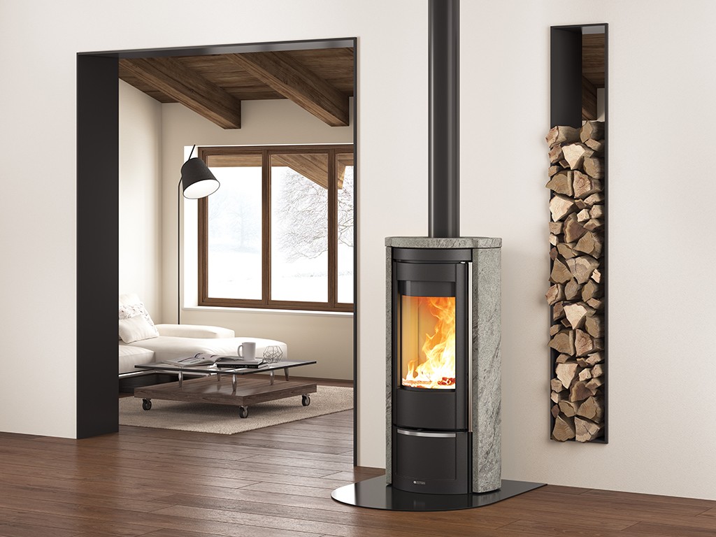 Poêle à bois en pierre raccordable - LA NORDICA Liu.16 Petra 7.5 kW