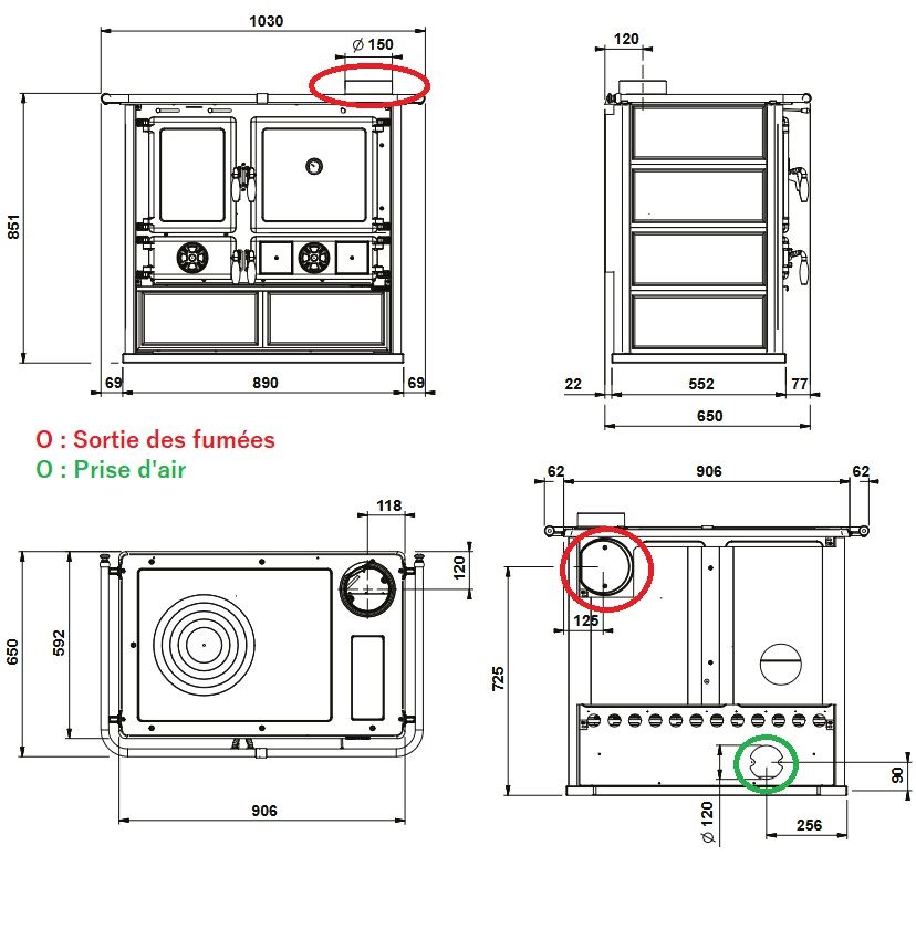 Cuisinière à bois raccordable - LA NORDICA Rosa.16 Pierre 8.8 kW