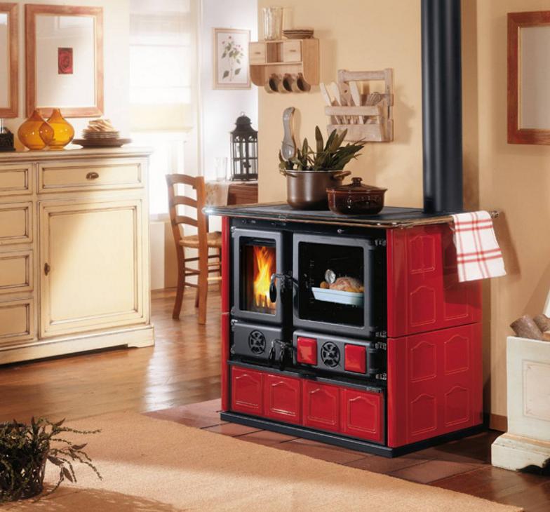 Cuisinière à bois raccordable - LA NORDICA Rosa.16 Maiolica Bordeaux 8.8 kW