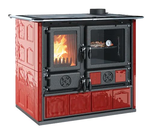 Cuisinière à bois raccordable - LA NORDICA Rosa.16 Maiolica Bordeaux 8.8 kW