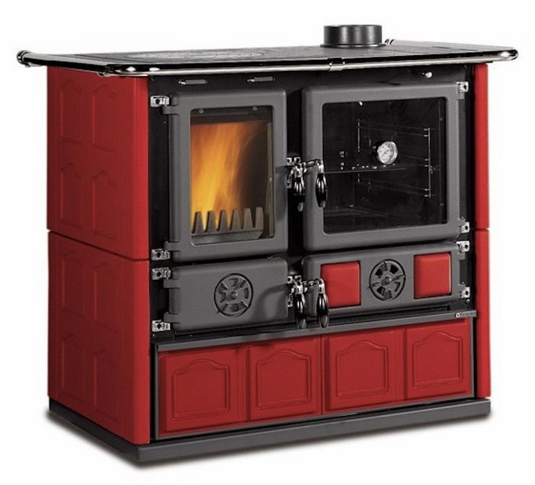 Cuisinière à bois raccordable - LA NORDICA Rosa.16 Maiolica Bordeaux 8.8 kW