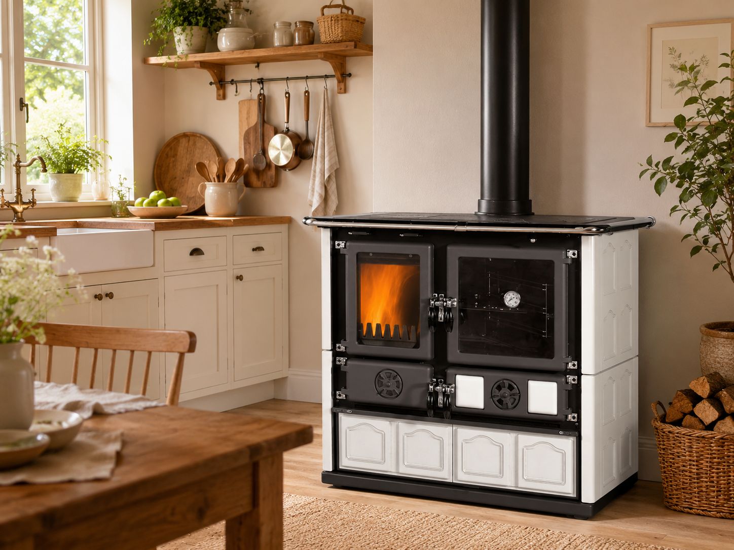 Cuisinière à bois raccordable - LA NORDICA Rosa.16 Maiolica Blanche 8.8 kW