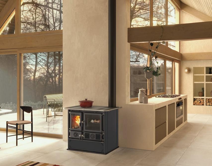 Cuisinière à bois raccordable - LA NORDICA Rosa.16 steel 8.8 kW