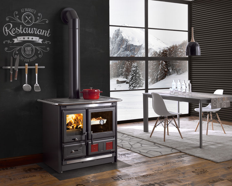 Cuisinière à bois raccordable - LA NORDICA Rosa L.16 Steel 9.5 kW