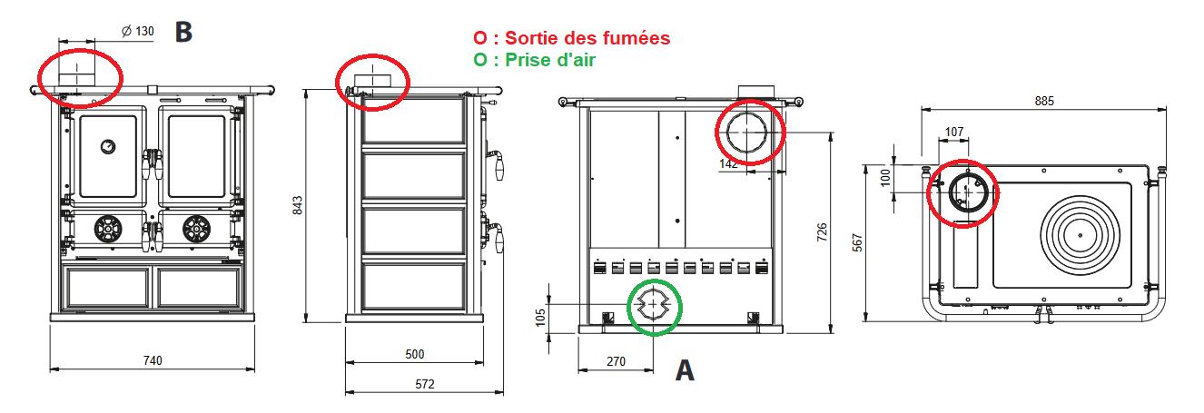 Cuisinière à bois raccordable - LA NORDICA Rosetta SX.16 Pierre 7.9 kW