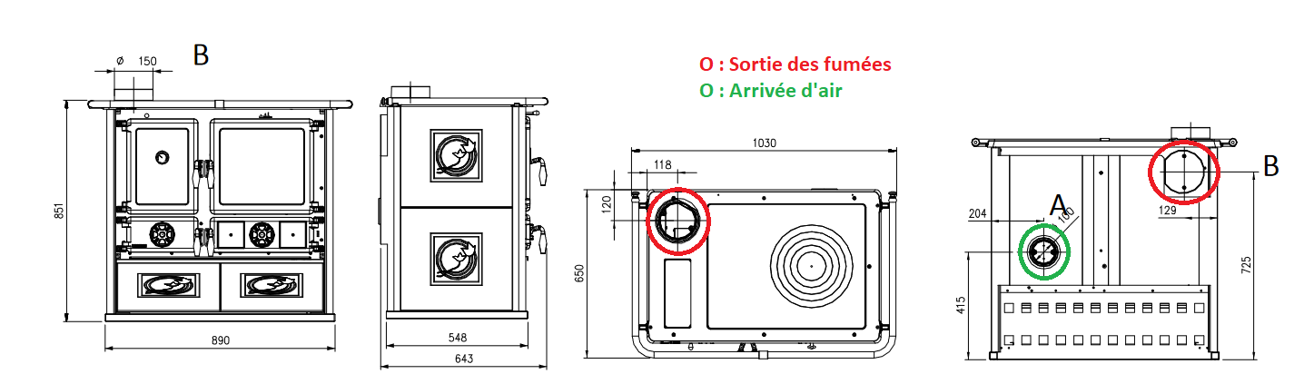 Cuisinière à bois raccordable - LA NORDICA Rosa SX Reverse.16 Ceramica 8.2 kW