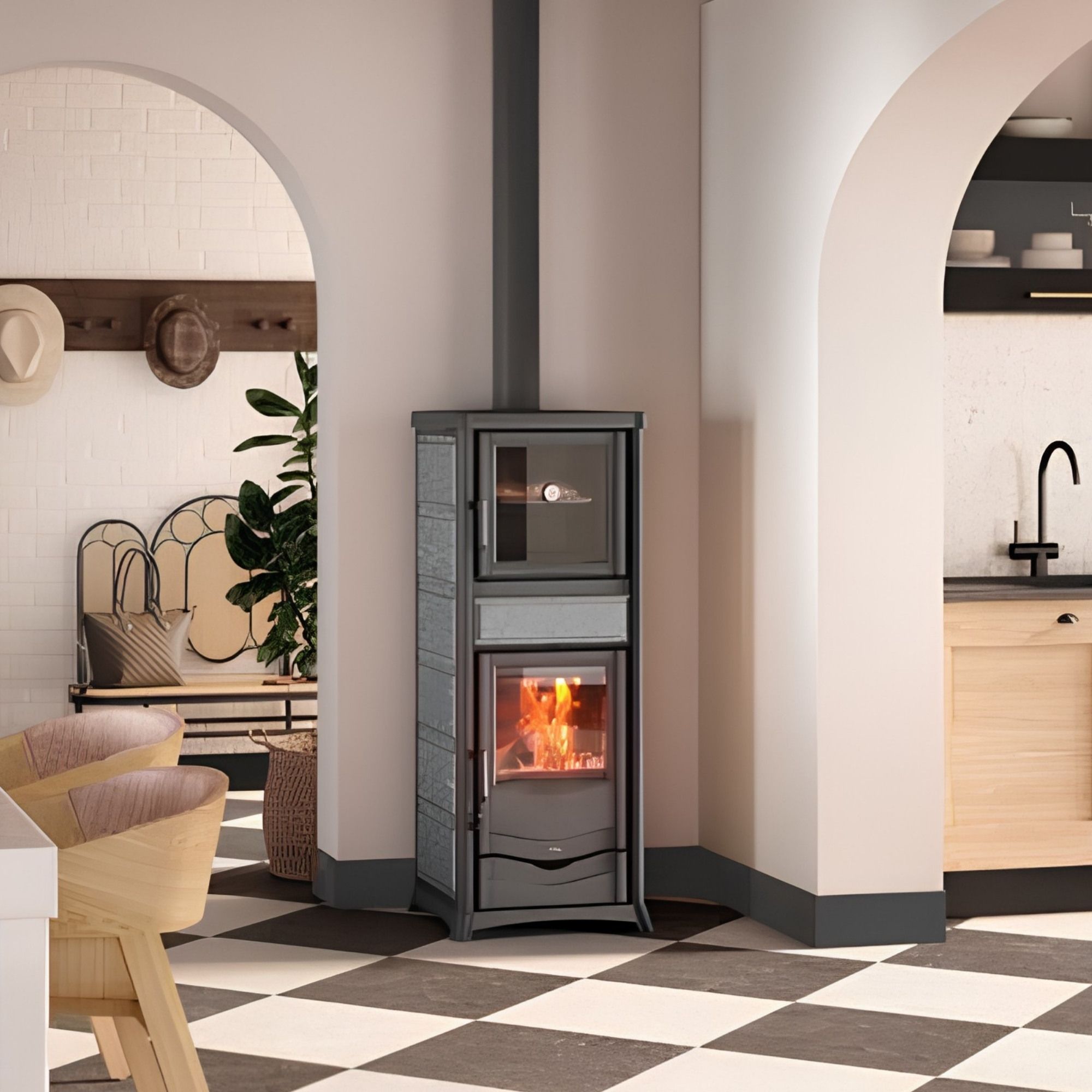 Poêle à bois raccordable avec four - LA NORDICA Rossella Plus Forno.165 Petra 9.4 kW