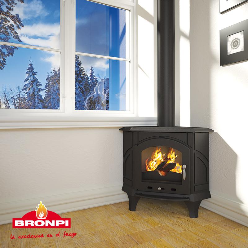 Poêle à bois d'angle en fonte - BRONPI Altea 12 kW