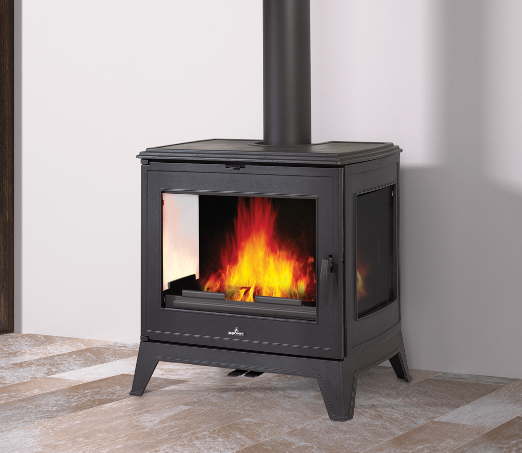 Poêle à bois en fonte 3 vitres - BRONPI Bury 14 kW