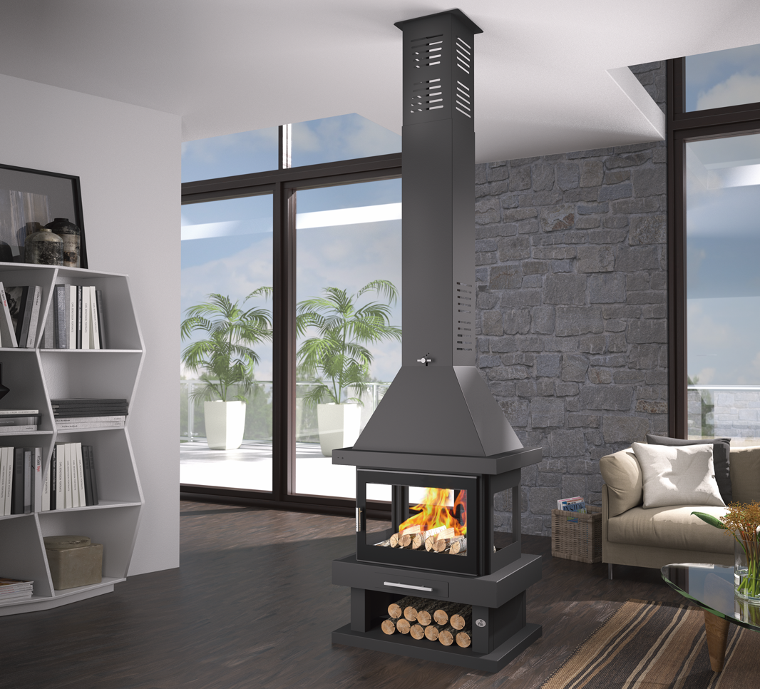 Poêle à bois cheminée 4 vitres - FIREMATIC Kingston 10.9 kW