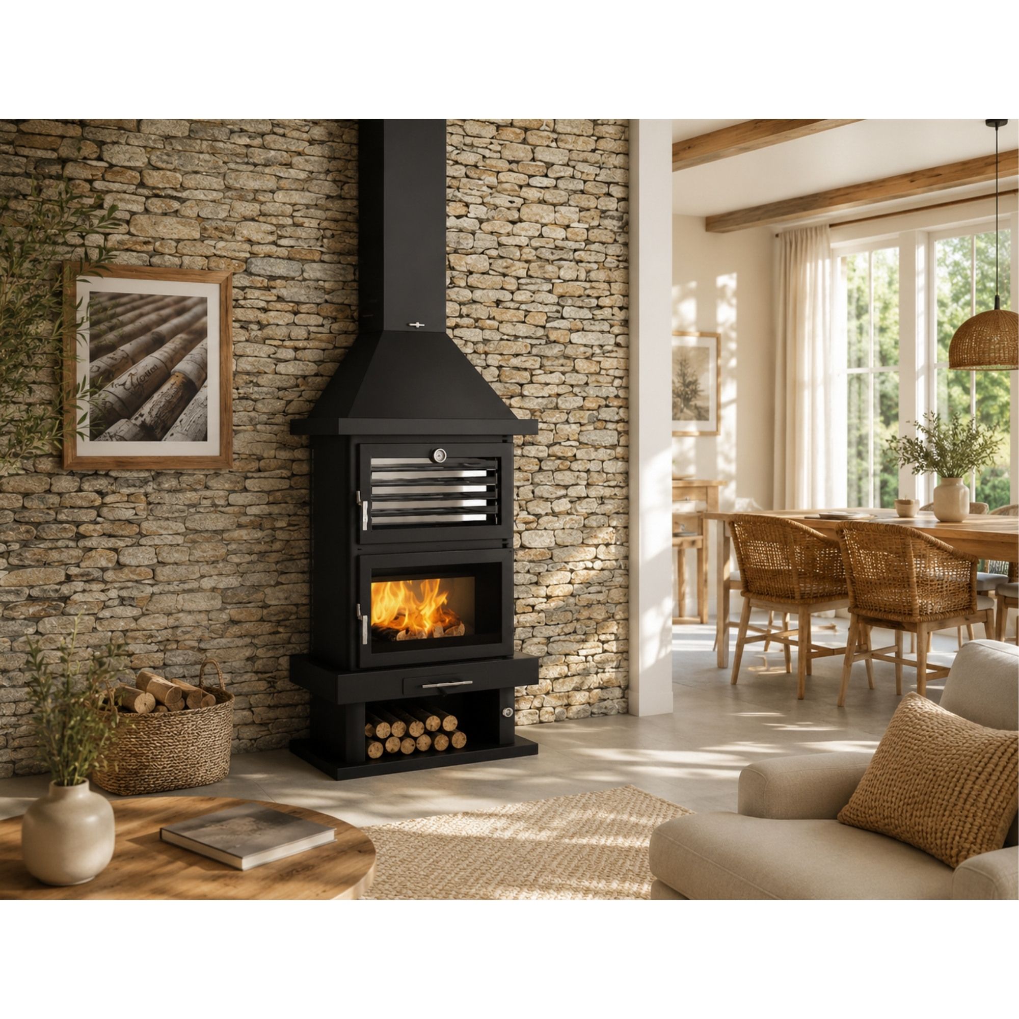 Poêle à bois cheminée avec four - FIREMATIC Lincoln 13.8 kW