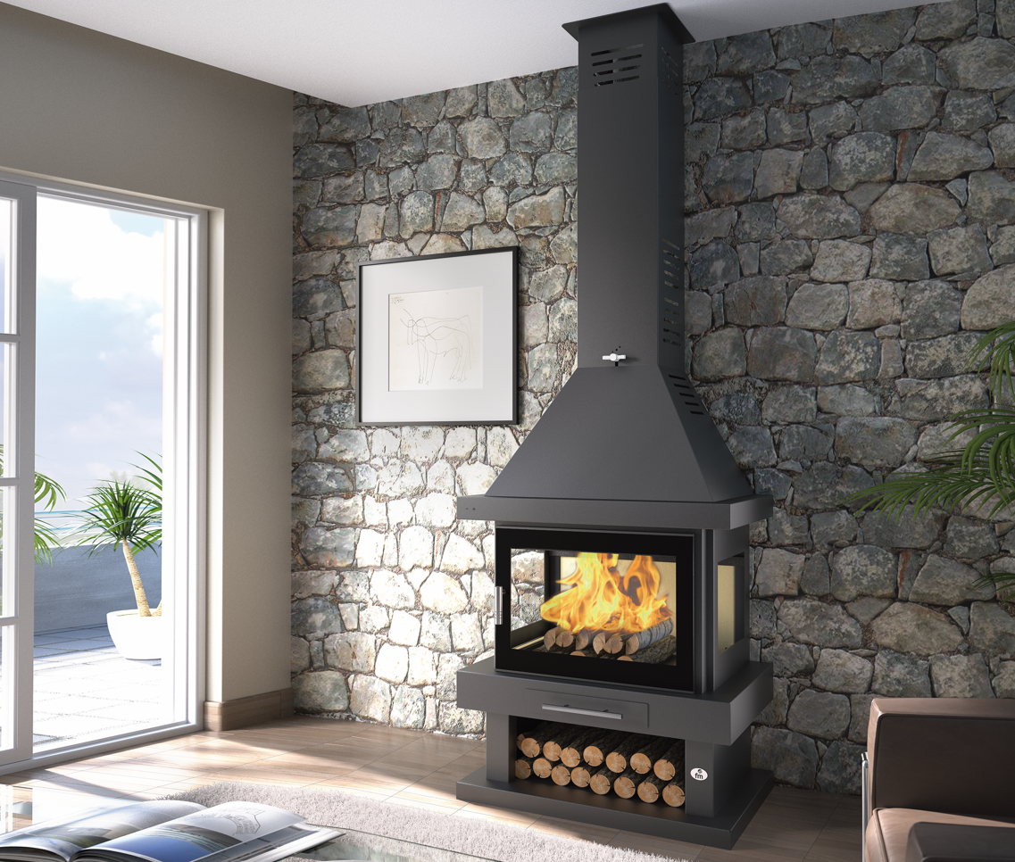 Poêle à bois cheminée 3 vitres - FIREMATIC Vegas 13.8 kW