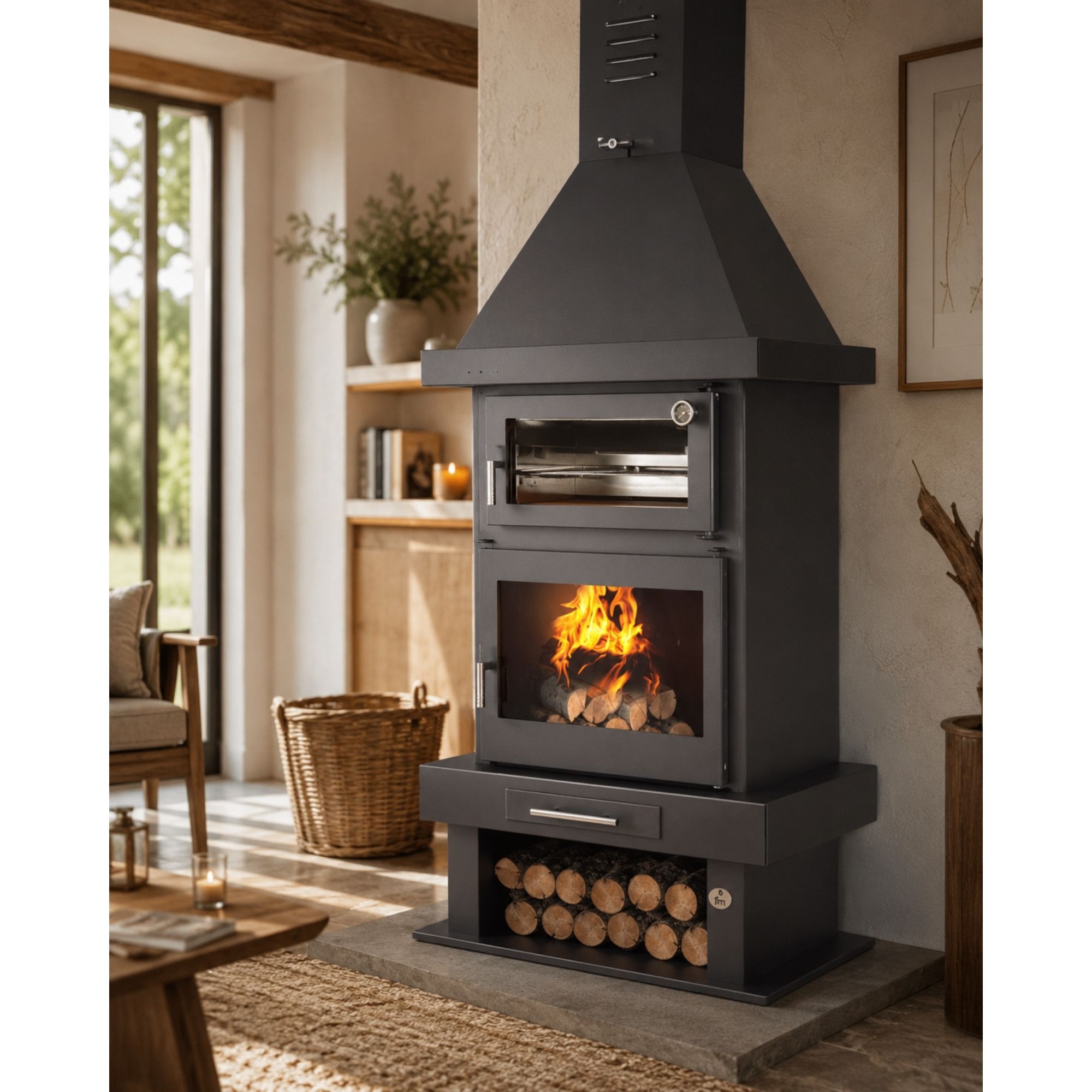 Poêle à bois cheminée avec four - FIREMATIC Phoenix 10.9 kW