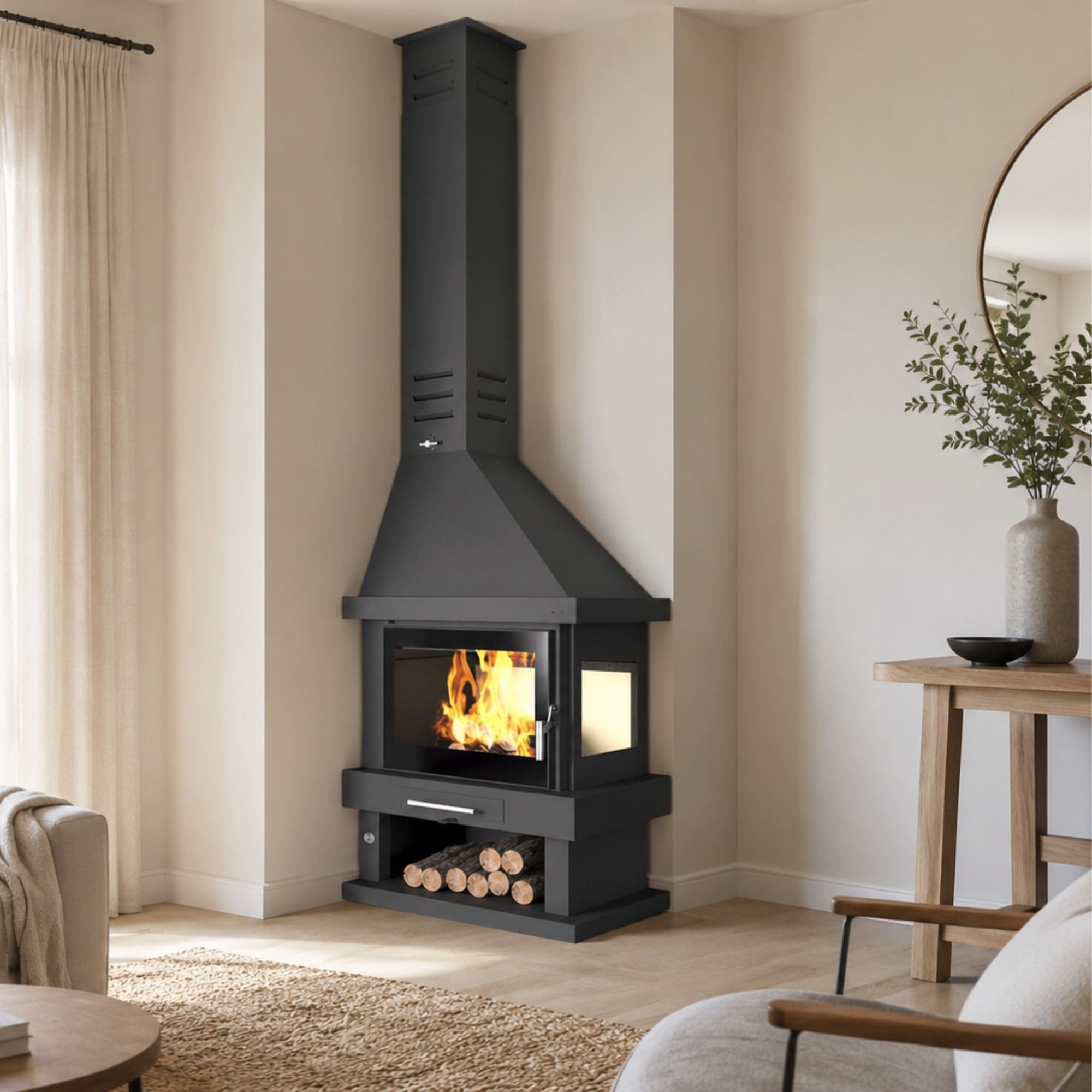 Cheminée à bois d'angle - FIREMATIC Alabama 10.9 kW