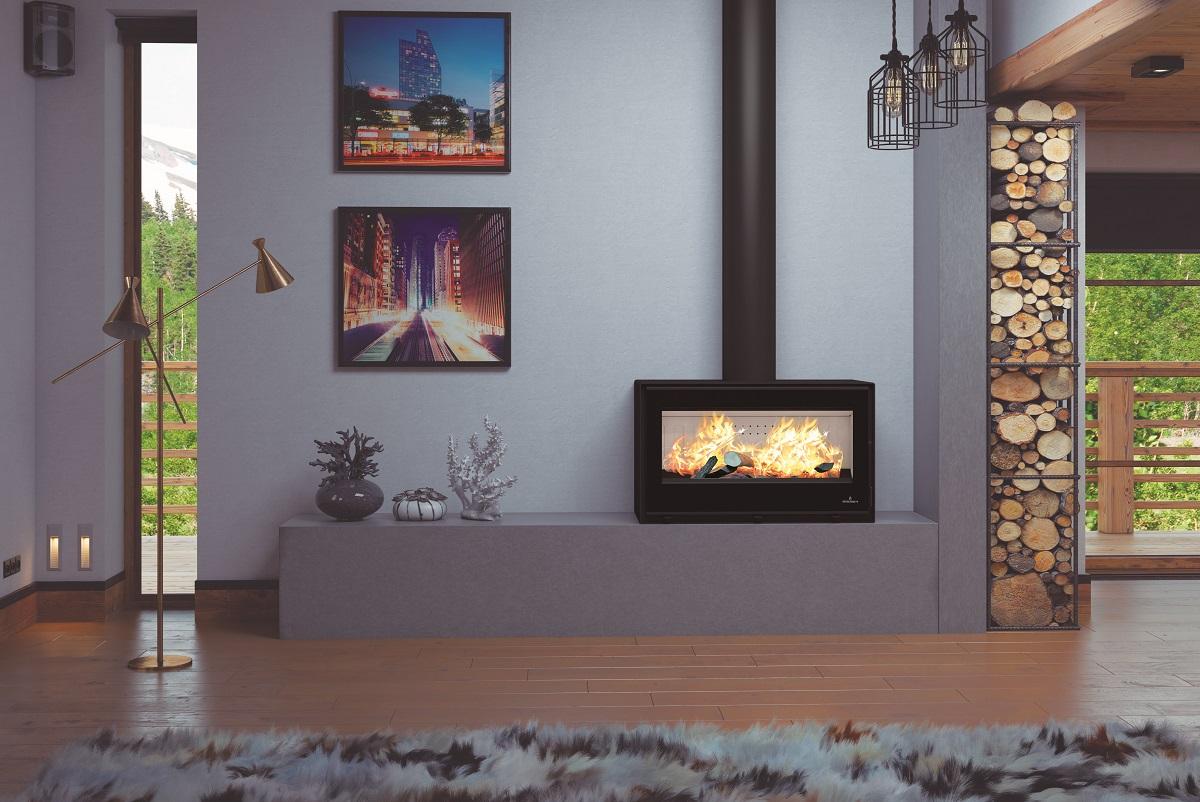 Poêle à bois raccordable sur pieds - BRONPI Cairo 90 Box 13 kW