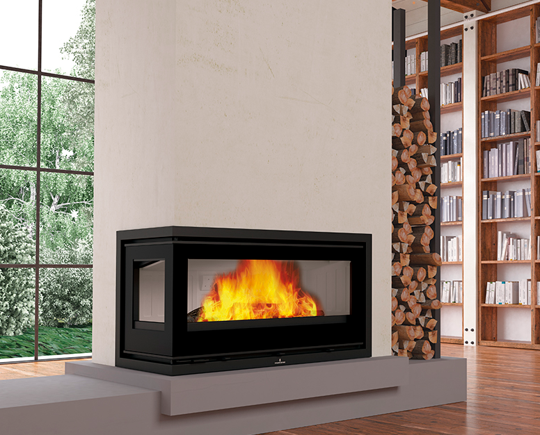 Insert à bois 2 vitres canalisable raccordable - BRONPI Cairo 90 EI 13 kW