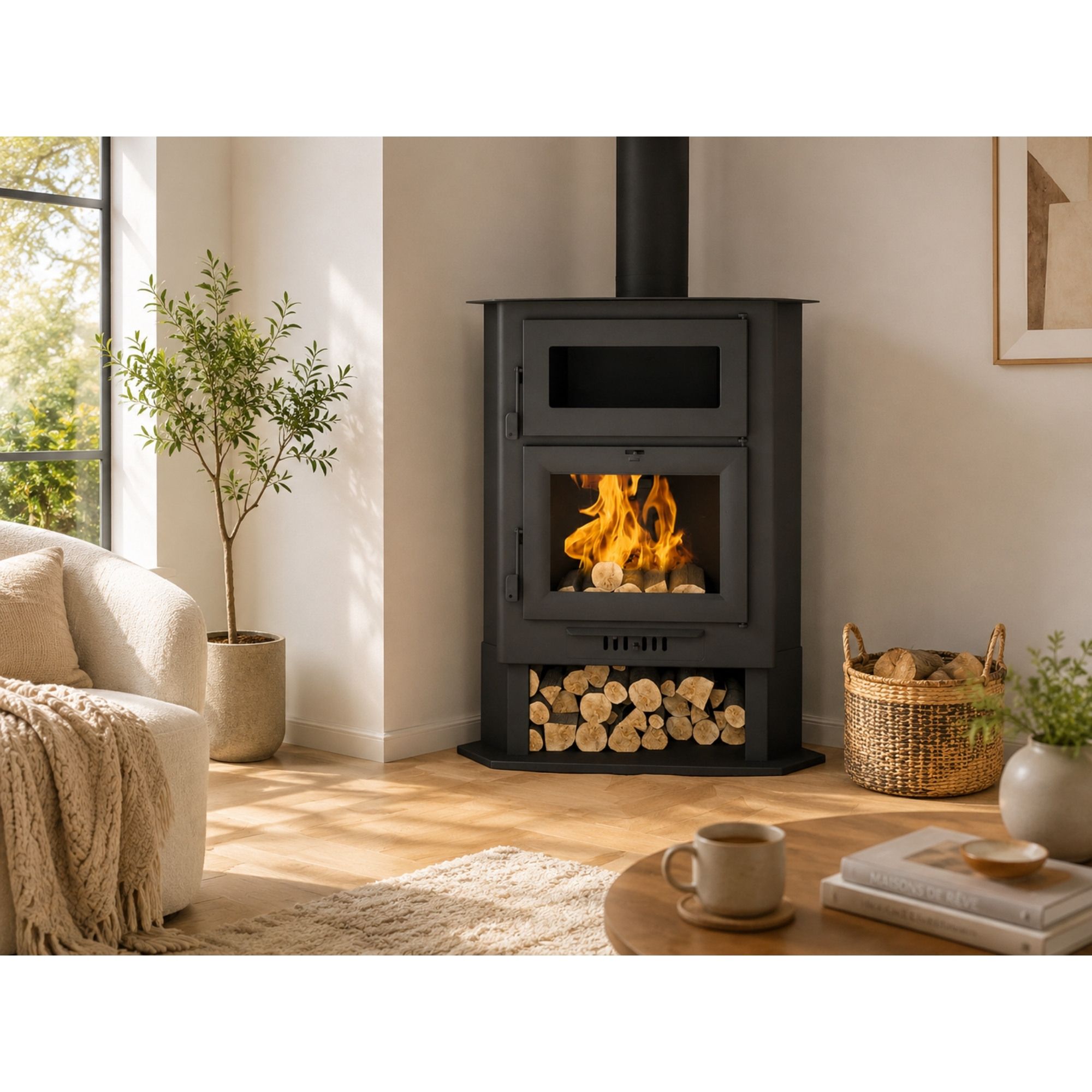 Poêle à bois d'angle avec four - FIREMATIC Memphis 11.2 kW