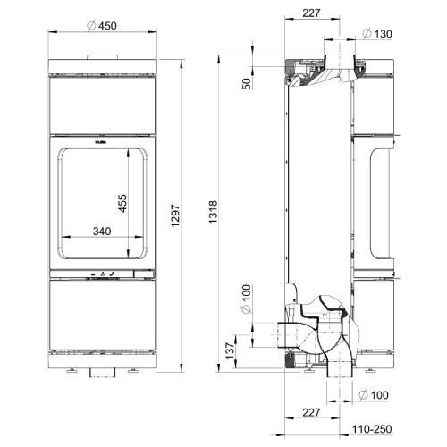 Poêle à bois Leda Novia W 8 kW Hydro