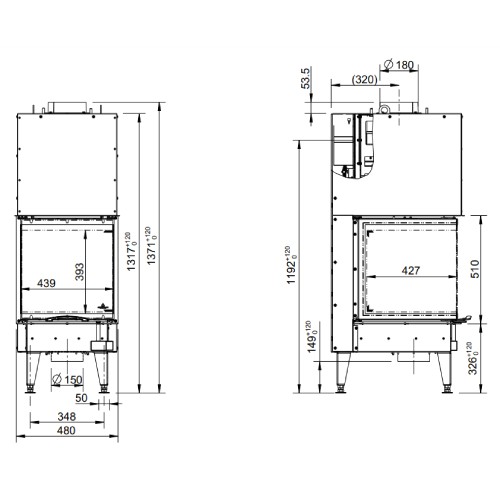 Insert bois Austroflamm 48x..x51 S3 2.0 | 10/15 kW, porte coulissante