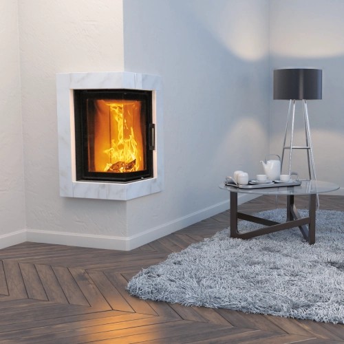 Insert bois Austroflamm Cheminée d'angle 38x38x57K 2.0 | 5 kW porte tournante