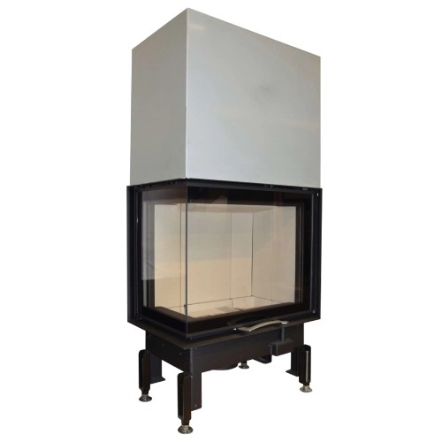 Insert bois Austroflamm Cheminée d'angle 63x40x51S 2.0 | 12 kW porte coulissante