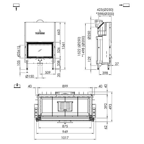 Insert bois Spartherm Varia1V-87h 9,5 kW porte coulissante