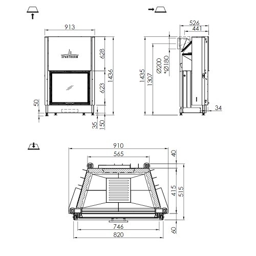 Insert bois Spartherm Varia Sh 10,5 kW porte coulissante