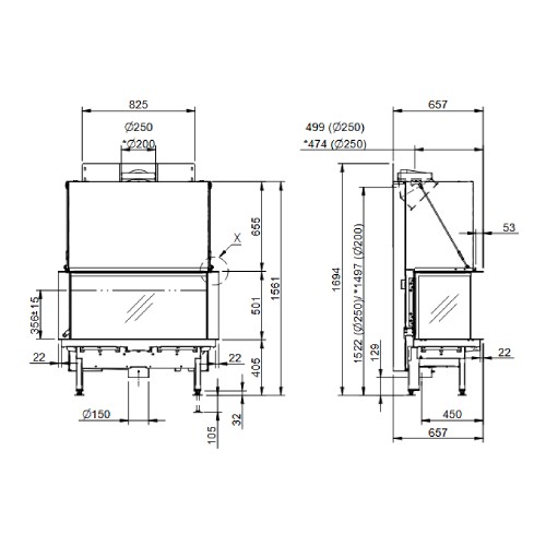 Insert bois Spartherm Premium A-3RL-100h 13 kW cheminée panoramique, porte coulissante