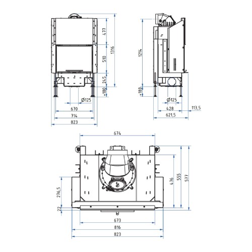 Insert bois SCHMID Lina 67 h evo 9 kW porte coulissante