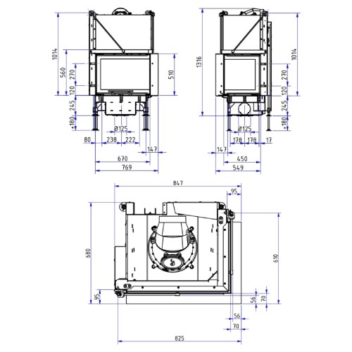 Insert bois SCHMID Ekko R 67(45) h evo 9 kW porte coulissante
