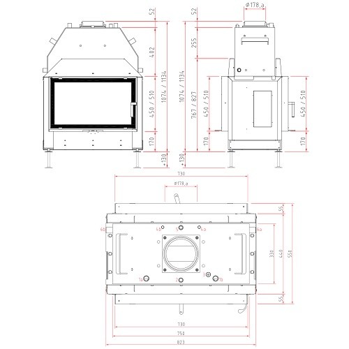 Insert bois SCHMID Lina W TV 73 s/s porte pivotante, traversée - tunnel 11 kW