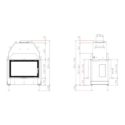 Insert bois SCHMID Lina W TV 73 s/s porte pivotante, traversée 20 kW
