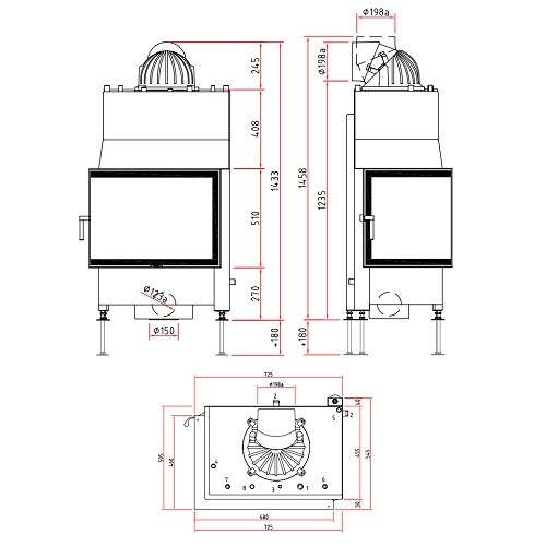 Insert bois SCHMID Ekko W L 67(45)51 s porte pivotante 14,9 kW sans pont