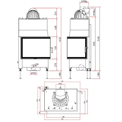 Insert bois SCHMID Ekko W R 67(45)51 s porte pivotante 14,9 kW sans pont