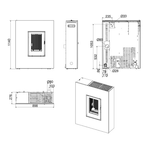 Poêle à granulés MCZ Rock Comfort Air 8 S1 5S 7,9 kW
