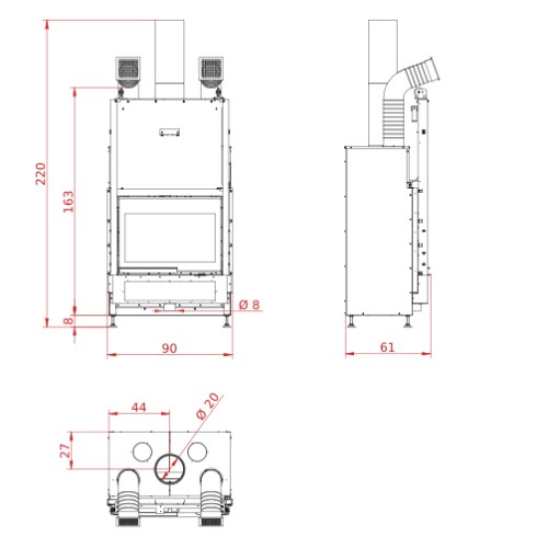 Insert bois Palazzetti Ecomonoblocco WTX 80F N18 17,8 kW