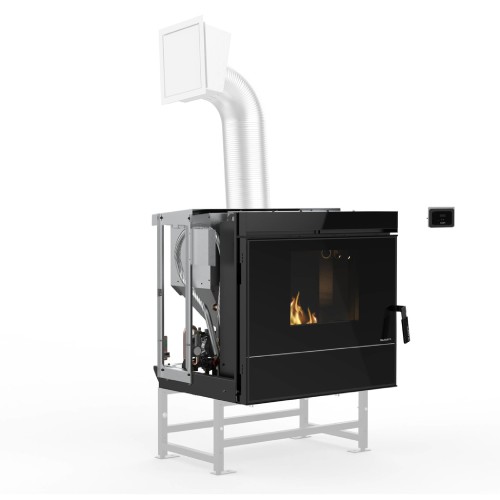 Insert cheminée à pellets Palazzetti Ecofire Idro TC V15 15,2 kW avec ventilateur d'air ambiant