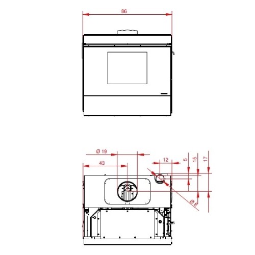 Insert cheminée à pellets Palazzetti Ecofire Idro TC V20 20,4 kW avec ventilateur d'air ambiant