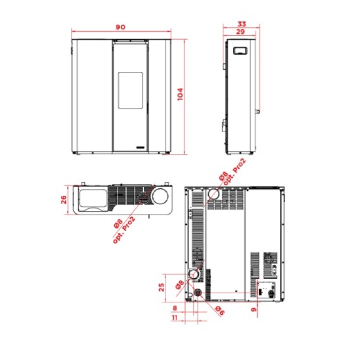 Poêle à granulés Palazzetti Ecofire Scarlet TC 9 kW